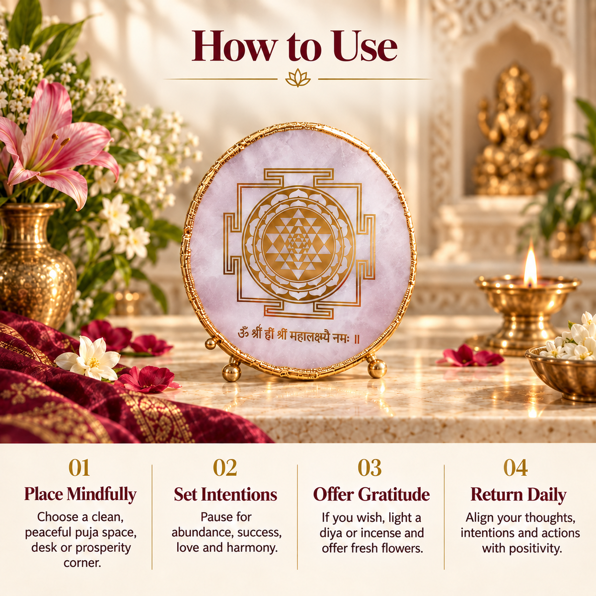 How to use the rose quartz Shree Lakshmi Yantra for intention setting