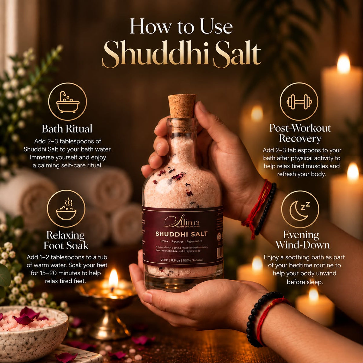 How to use Sillima Shuddhi Salt for a bath or foot soak