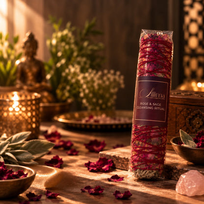 Sillima Shuddhi Rose and Sage cleansing bundle in burgundy packaging